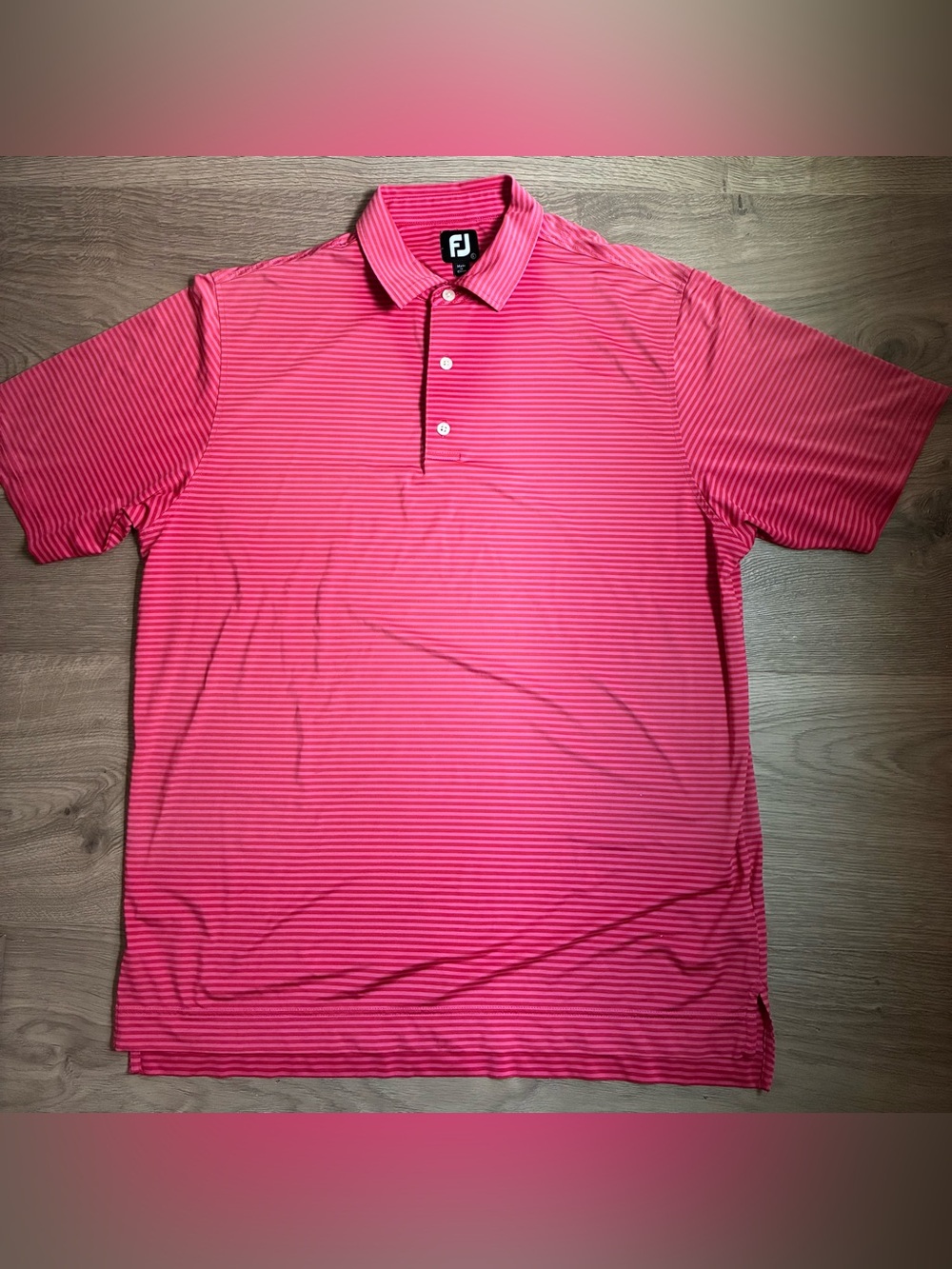FootJoy Men’s Pink Striped Performance Golf Polo Summer Size Large